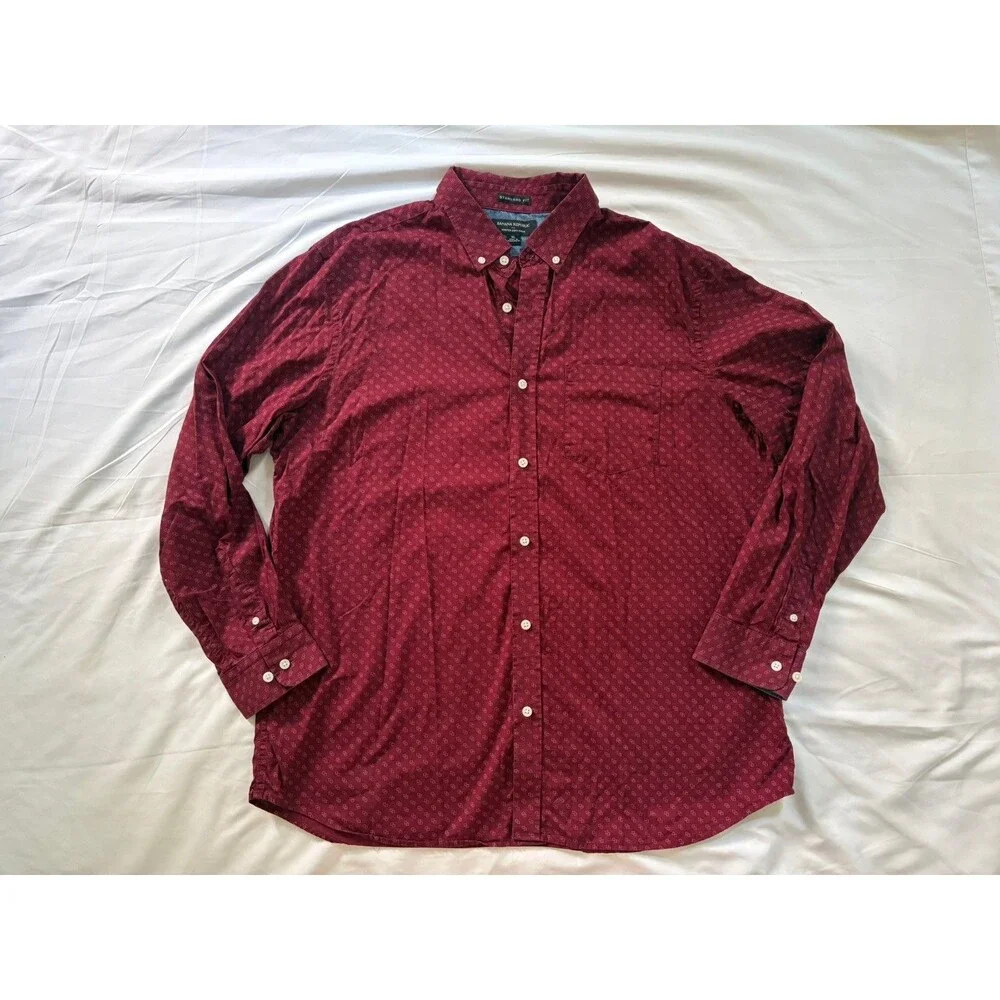 Banana Republic Red Tiny Polka Dot Button Down Shirt Mens Size XL Standard Fit